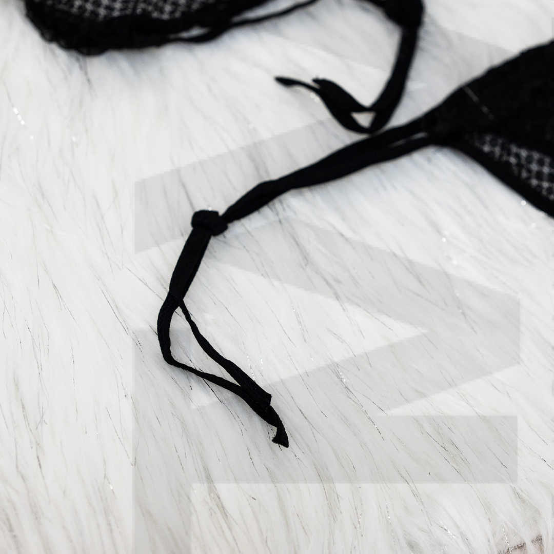 Two-piece Lingerie with Black Mesh